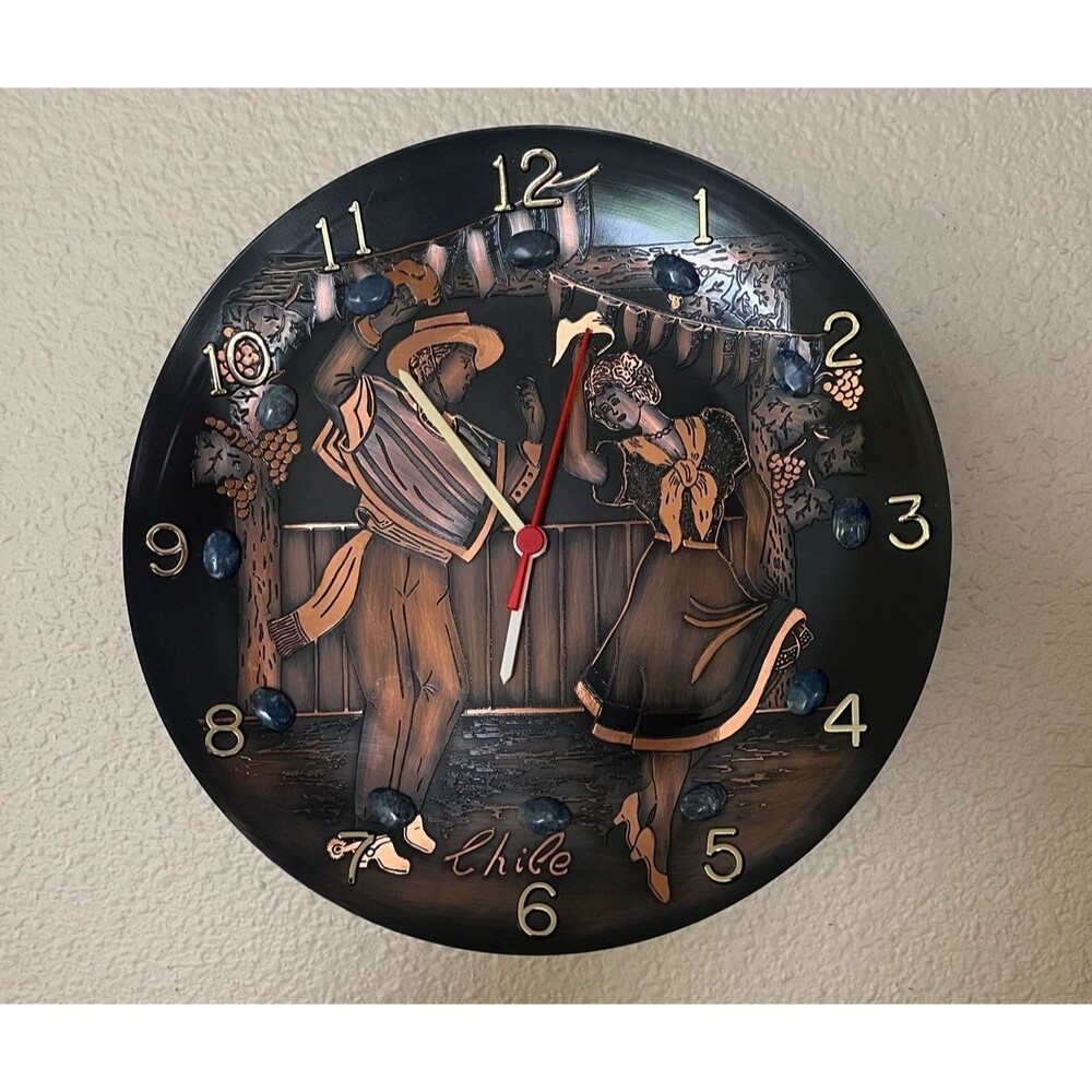 Beautiful Copper Bronze and Lazuli Stone Wall Clock